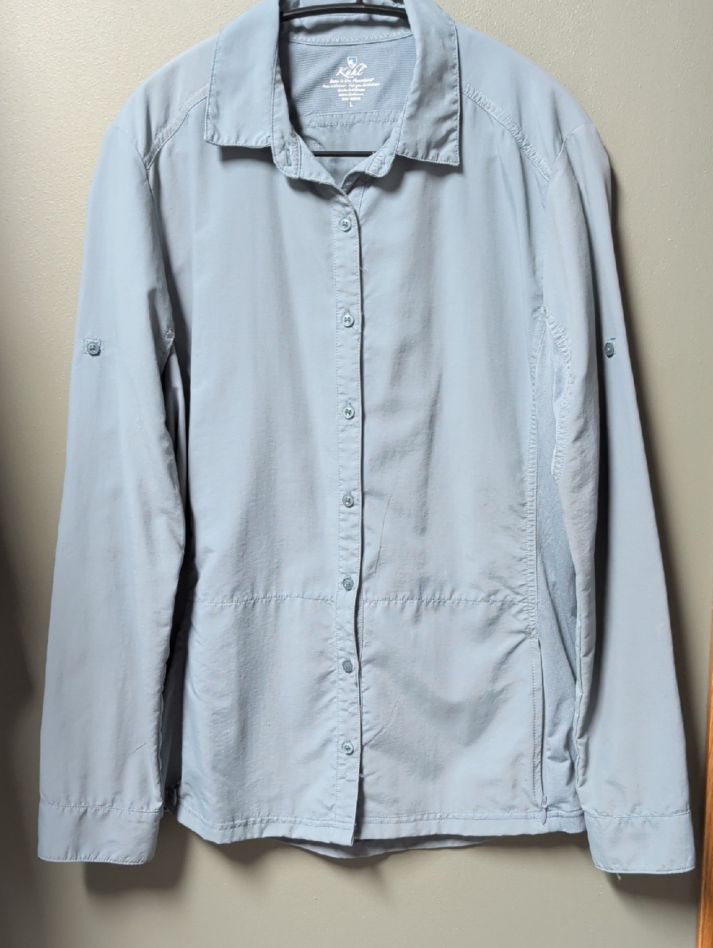 Kuhl, Womens button up, blue/grey, Sz Lg
